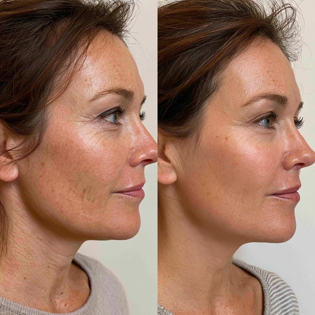 Client complexion before-and-after comparison