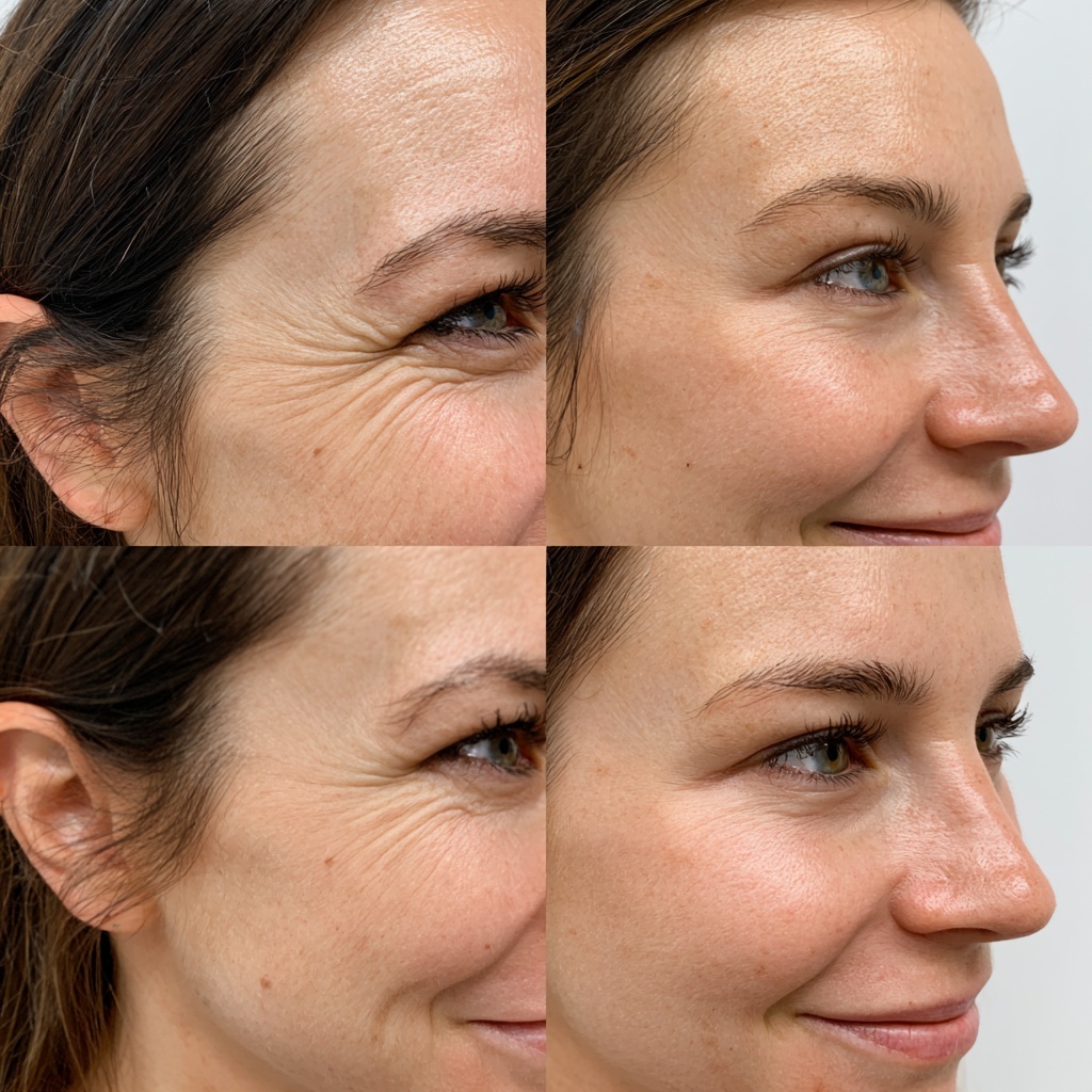 Client eye-area before-and-after comparison