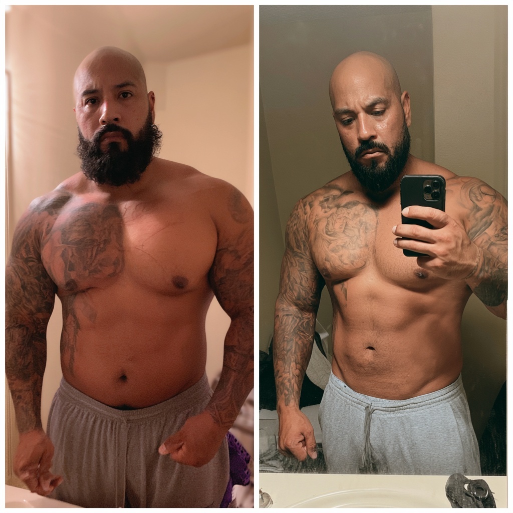 Client physique before-and-after comparison